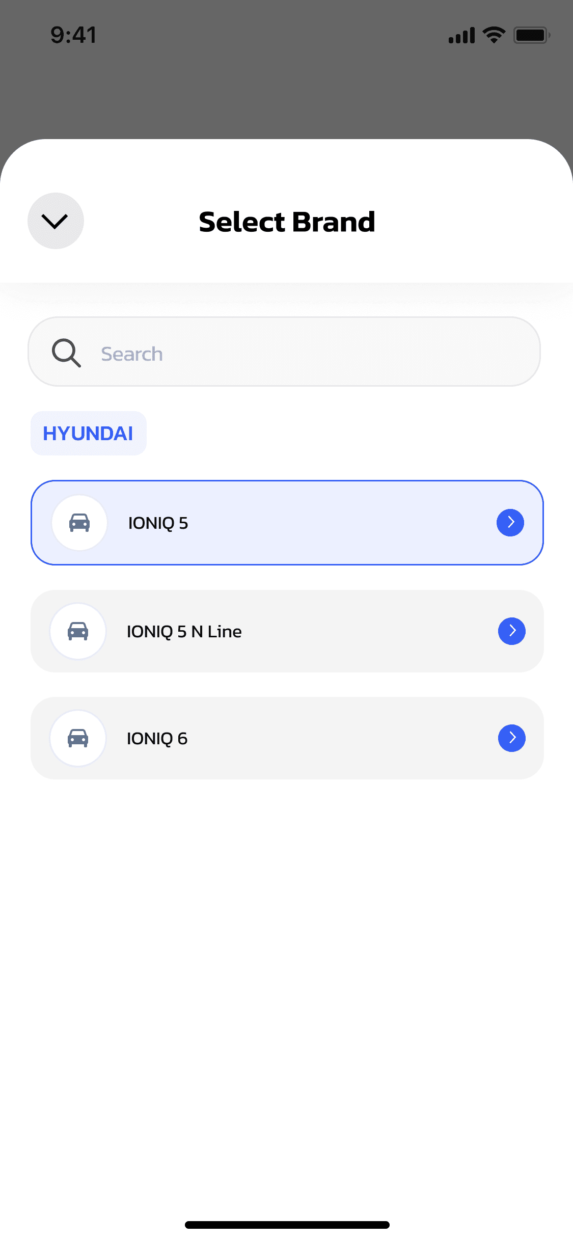 แอป OneCharge — เลือกรุ่นรถให้ตรงกับที่ใช้งาน